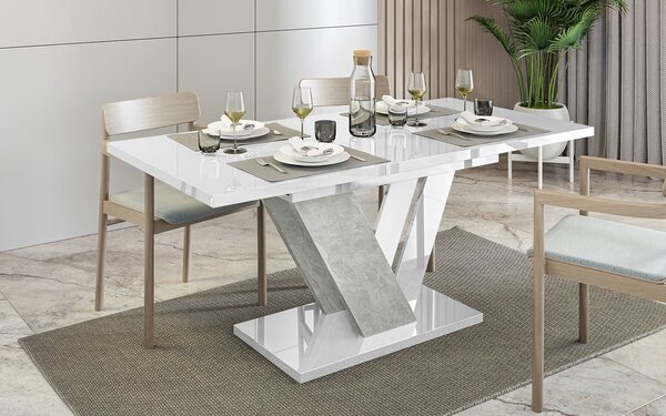 Masă lemn masiv alb Dining extensibilă Harmonique 120/160x80 cm