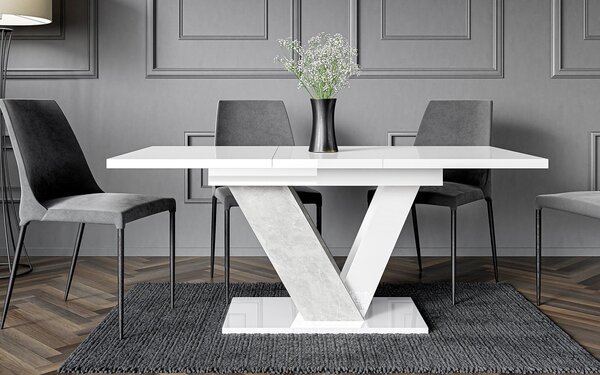 Masă lemn masiv alb Dining extensibilă Harmonique 120/160x80 cm