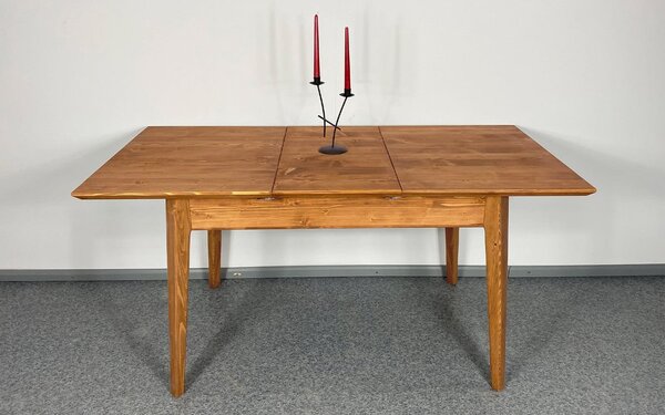 Masă lemn masiv Dining Extensibilă Timeless 120/ Whisky, 160 × 80 × 76 cm