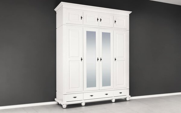 Dulap lemn masiv alb Înalt Arlo, 197 × 58 × 240 cm