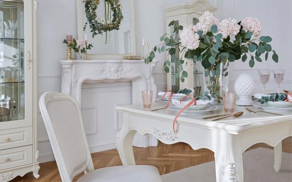 Masă lemn masiv alb Dining Extensibilă Paris 180/, 240 × 100 × 80 cm