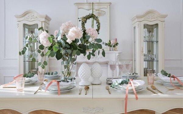 Masă lemn masiv alb Dining Extensibilă Paris 180/, 240 × 100 × 80 cm