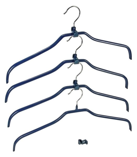 Set 4 umerașe antiderapante pentru haine și suporturi Wenko Hanger Slim, albastru