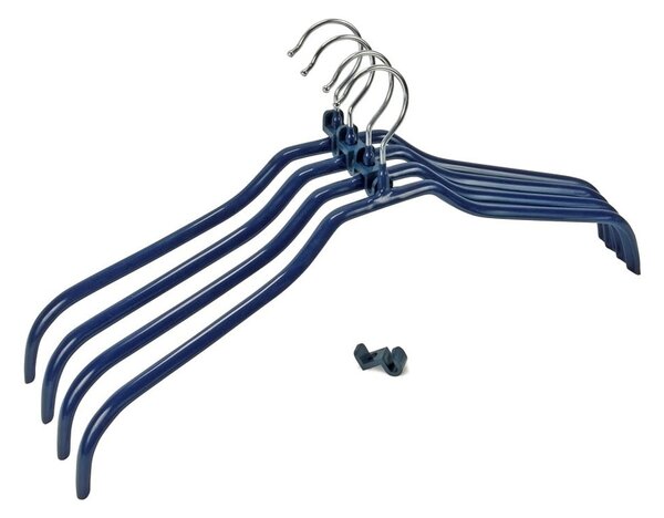 Set 4 umerașe antiderapante pentru haine și suporturi Wenko Hanger Slim, albastru
