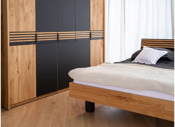 Dulap stejar masiv Rafael 5 Usi 3 Usi Sticla, 256 × 58 × 219 cm