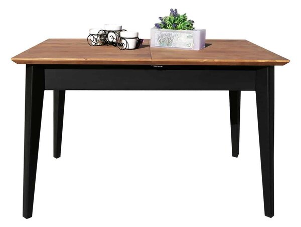 Masă lemn masiv Dining Extensibilă Timeless 120/ Negru, 160 × 80 × 76 cm