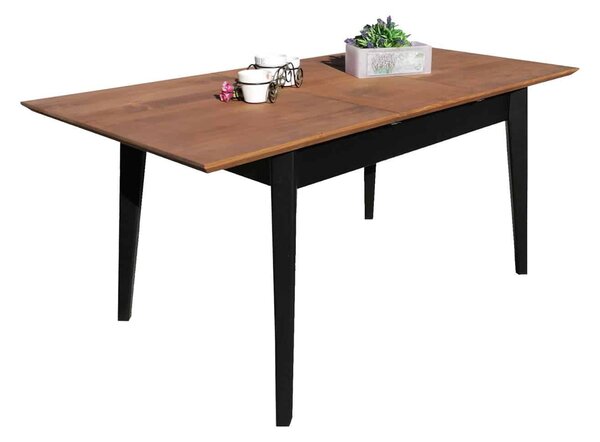 Masă lemn masiv Dining Extensibilă Timeless 120/ Negru, 160 × 80 × 76 cm