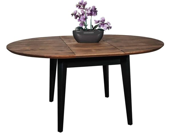Masă lemn masiv Dining Rotundă Extensibilă Timeless 110/150x76 cm Negru