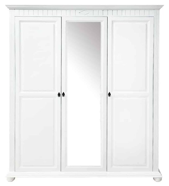 Dulap lemn masiv alb Natalie cu Oglindă, 170 × 60 × 210 cm