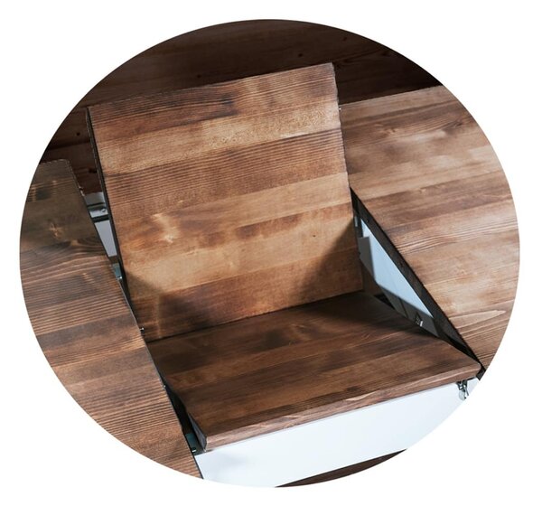 Masă lemn masiv alb Dining Extensibilă Timeless 120/, 160 × 80 × 76 cm
