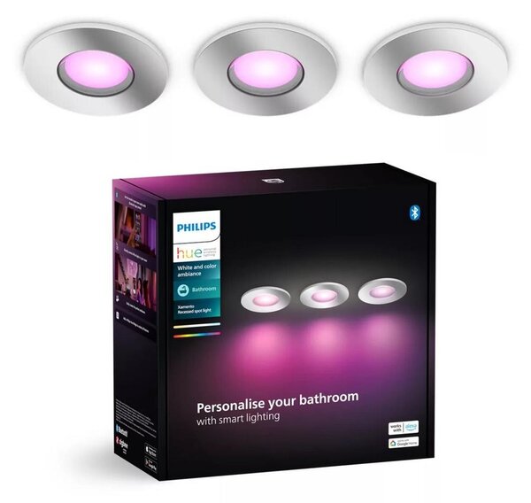 SET 3x corp de iluminat LED RGBW dimabil pentru baie Philips Hue XAMENTO 1xGU10/4,2W/230V IP44