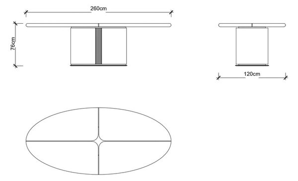 Masă lemn masiv Dining Marquesa, 260 × 76 × 120 cm