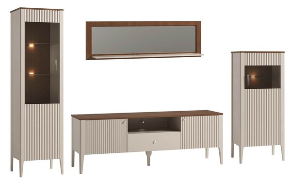 Set lemn masiv nuc Living Napoli 4 Piese Crem/