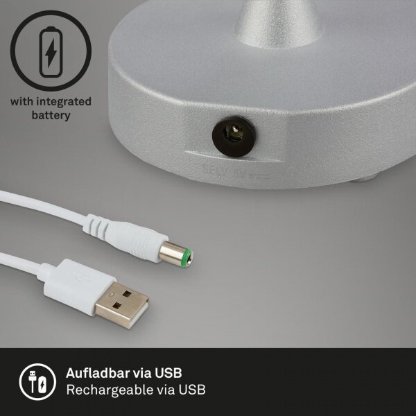 Lampă LED reîncărcabilă dimabilă de masă Brilo LED/3W/5V IP44 argintiu/bej