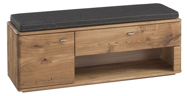Băncuță lemn masiv natur Încălțăminte Siena Stejar, 48.5 × 126.8 × 39 cm