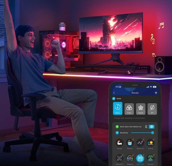 Sistem de retroiluminare de masă Govee Neon LED 3m RGBIC Wi-Fi