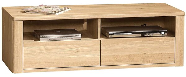 Comodă lemn masiv natur Hugo TV Stejar, 123.5 × 50 × 39.8 cm
