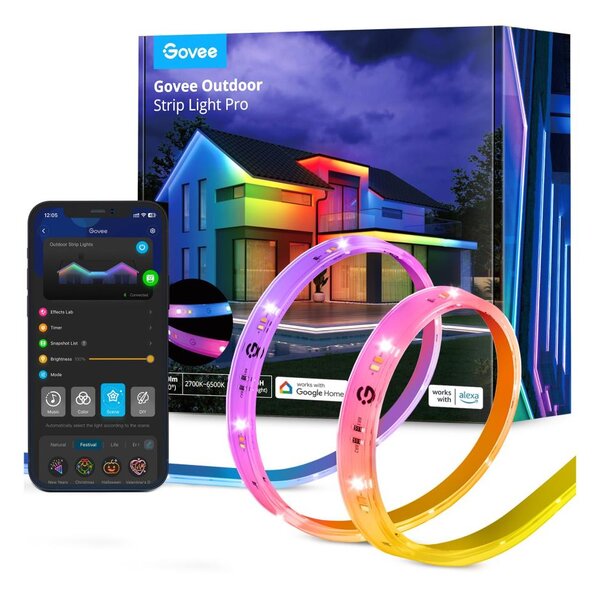 Bandă de exterior Govee Outdoor Pro SMART RGBICWW LED 10m Wi-Fi IP65