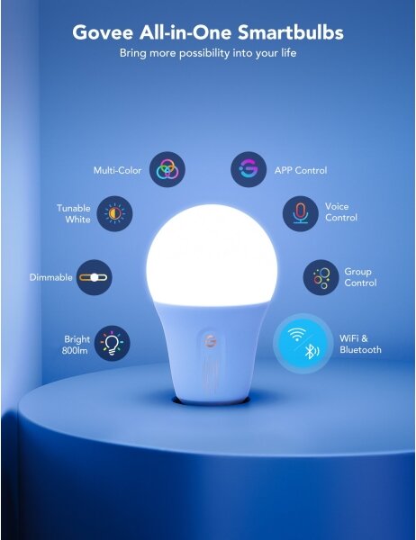 Bec LED RGBWW dimabil Govee Smart E27/9W/230V 2700-6500K Wi-Fi