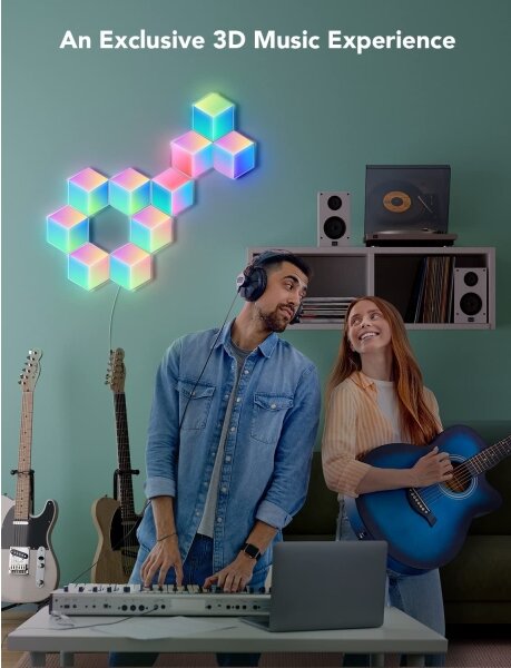 SET 10x corp de iluminat LED Govee Glide Hexa Pro LED Smart RGBIC Wi-Fi