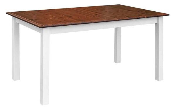 Set lemn masiv nuc Dining Linea 6 Scaune și Masă Extensibilă Alb-