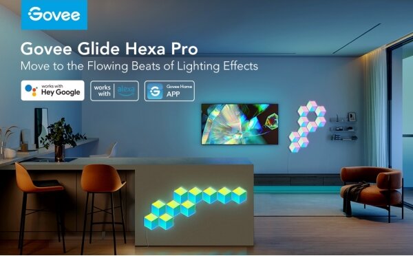 SET 10x corp de iluminat LED Govee Glide Hexa Pro LED Smart RGBIC Wi-Fi