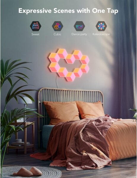 SET 10x corp de iluminat LED Govee Glide Hexa Pro LED Smart RGBIC Wi-Fi