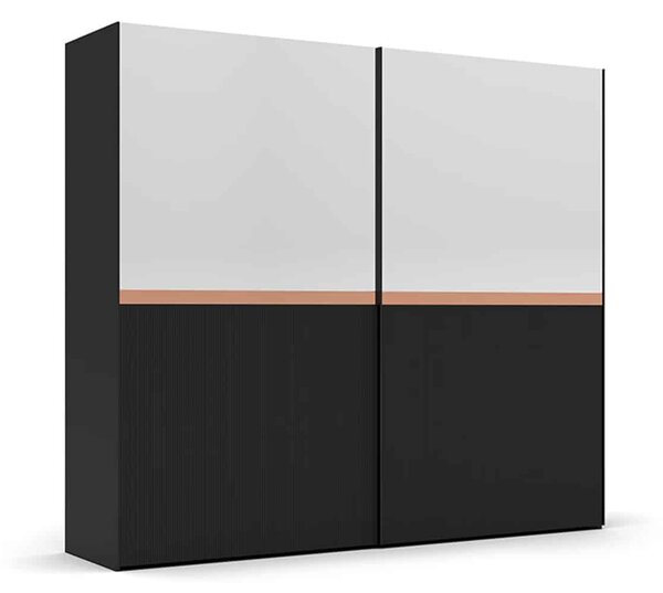 Dulap lemn masiv Calista Negru-Rose Gold, 260 × 68 × 230 cm