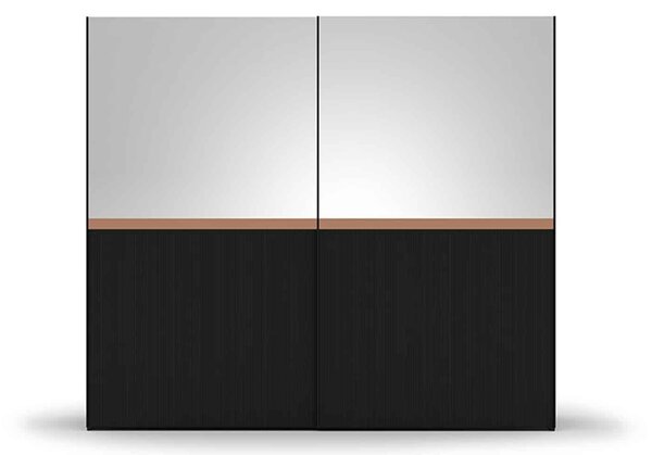 Dulap lemn masiv Calista Negru-Rose Gold, 260 × 68 × 230 cm