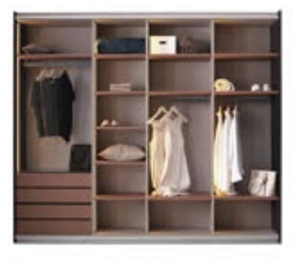 Dulap lemn masiv Calista Negru-Rose Gold, 260 × 68 × 230 cm