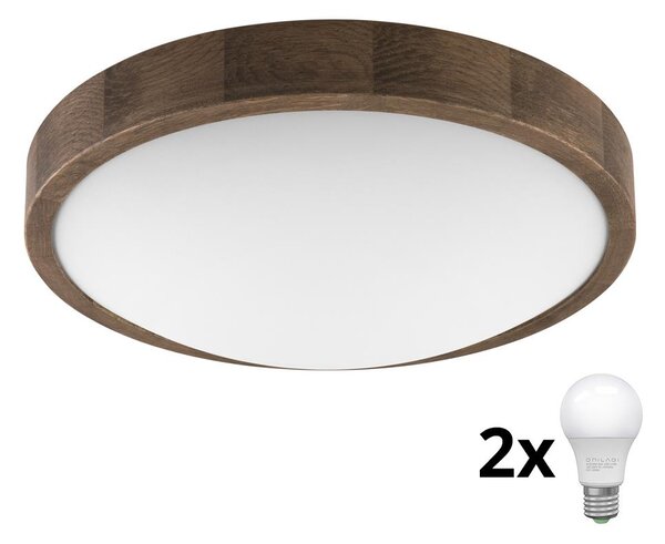Plafonieră LED Brilagi CARVALHO SLIM 2xE27/60W/230V stejar nuc d. 37 cm