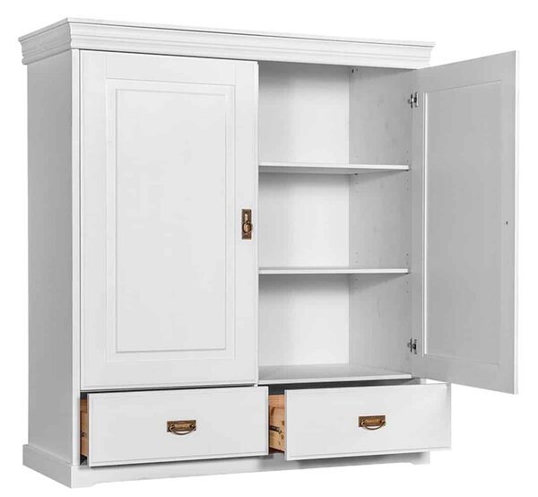 Dulăpior lemn masiv alb Florence, 130 × 50 × 142 cm