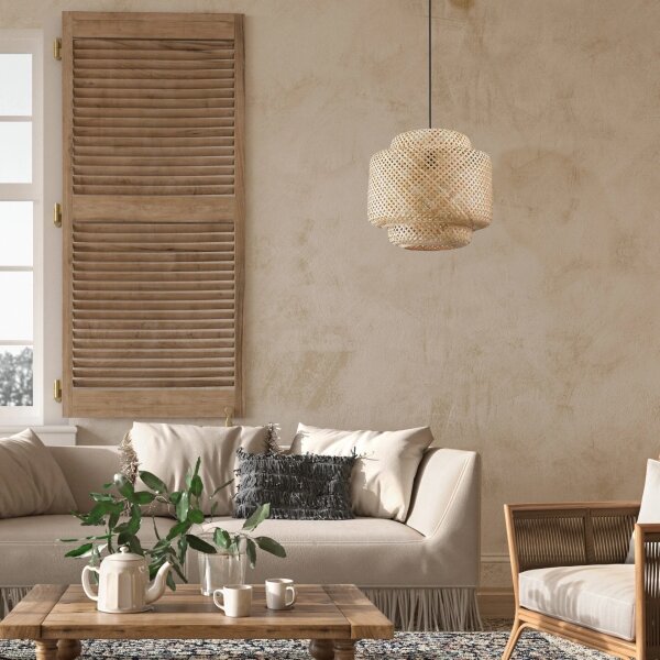 Lustră pe cablu BERTA 1xE27/20W/230V d. 40 cm bambus