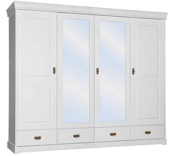 Dulap lemn masiv alb Florence, 253 × 62 × 218 cm
