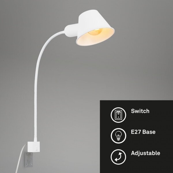 Lampă flexibilă de perete Briloner 2079-016 1xE27/10W/230V alb
