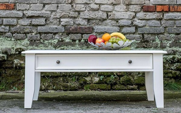 Masă lemn masiv Cafea Linea cu Sertar 122x71cm