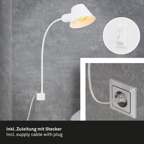 Lampă flexibilă de perete Briloner 2079-016 1xE27/10W/230V alb