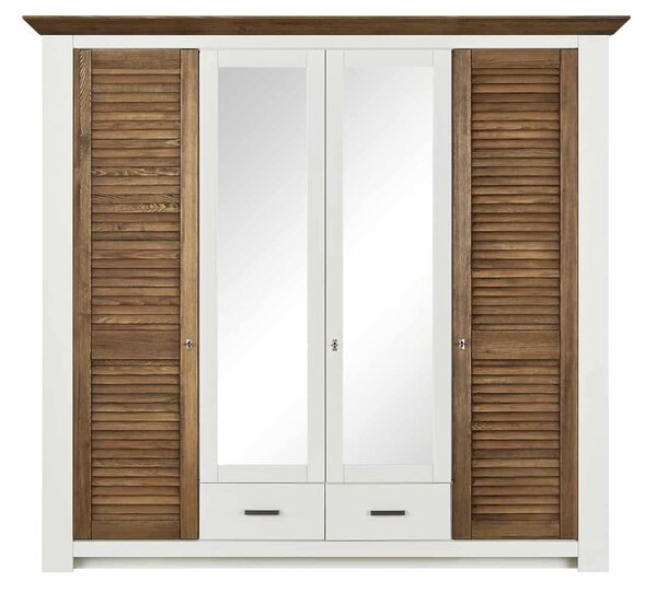 Dulap lemn masiv alb Lucia Maro, 185 × 57 × 200 cm