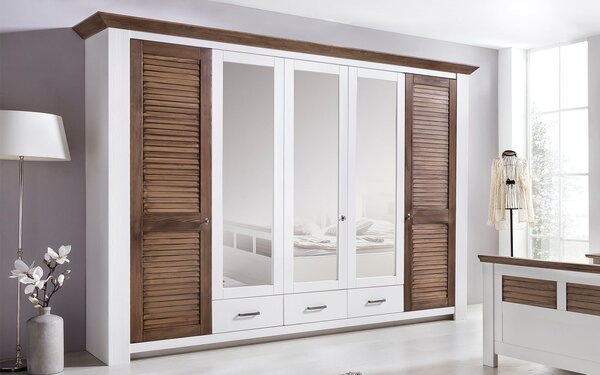 Dulap lemn masiv alb Lucia Maro, 220 × 64 × 210 cm
