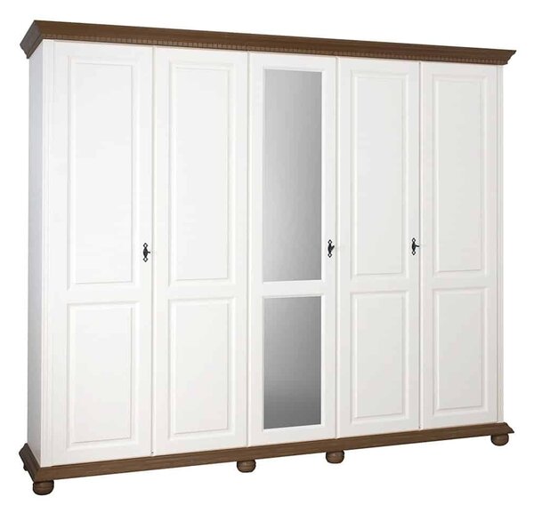 Dulap lemn masiv nuc Celia Alb/, 259 × 62 × 220 cm
