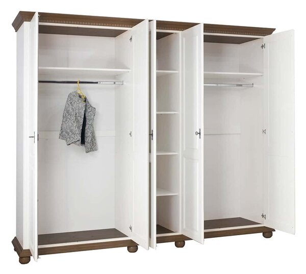 Dulap lemn masiv nuc Celia Alb/, 259 × 62 × 220 cm
