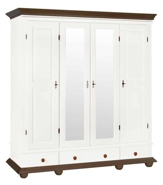 Dulap lemn masiv nuc Celia Alb/, 197 × 58 × 203 cm
