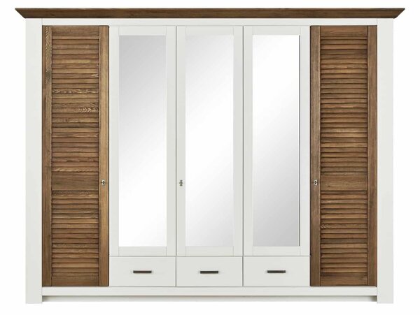 Dulap lemn masiv alb Lucia Maro, 220 × 64 × 210 cm