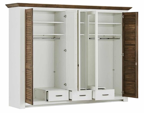 Dulap lemn masiv alb Lucia Maro, 220 × 64 × 210 cm