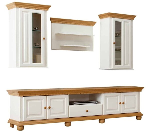 Set lemn masiv natur Living Margaret Model B Alb/