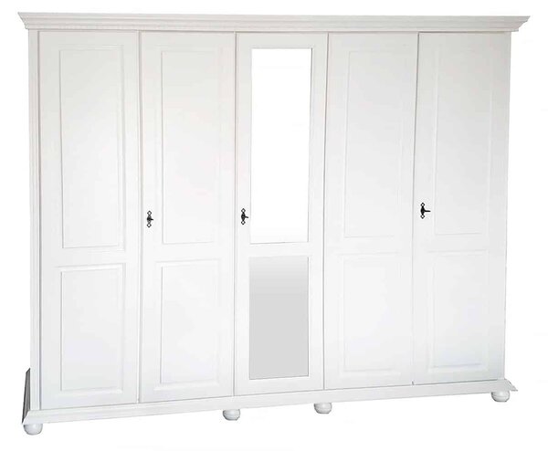 Dulap lemn masiv alb Celia, 259 × 62 × 220 cm