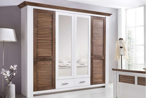 Dulap lemn masiv alb Lucia Maro, 185 × 57 × 200 cm