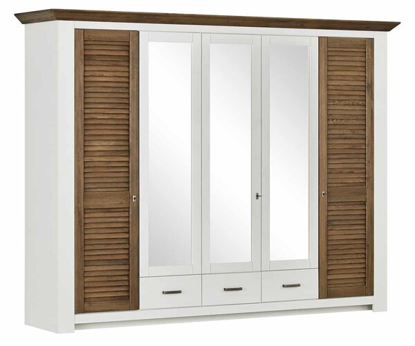 Dulap lemn masiv alb Lucia Maro, 220 × 64 × 210 cm