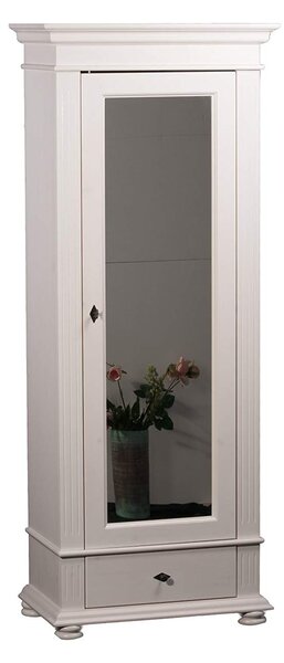 Dulap lemn masiv alb cu Oglindă Ariana, 80 × 46 × 200 cm