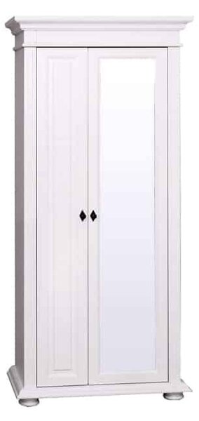 Dulap lemn masiv alb cu oglindă Ariana, 87 × 41 × 200 cm